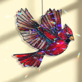 Flying Cardinal Acrylic Suncatcher, Red Bird Window Hanging Ornament, Bright Acrylic Nature Decor, Gift for Bird Lovers